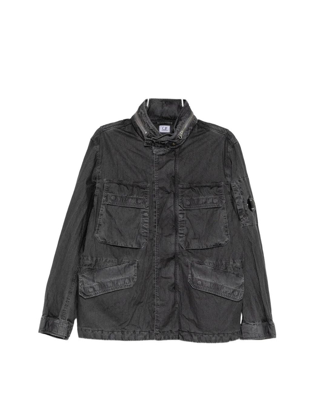 C P Company Black Lens-Detail Field Jacket for men