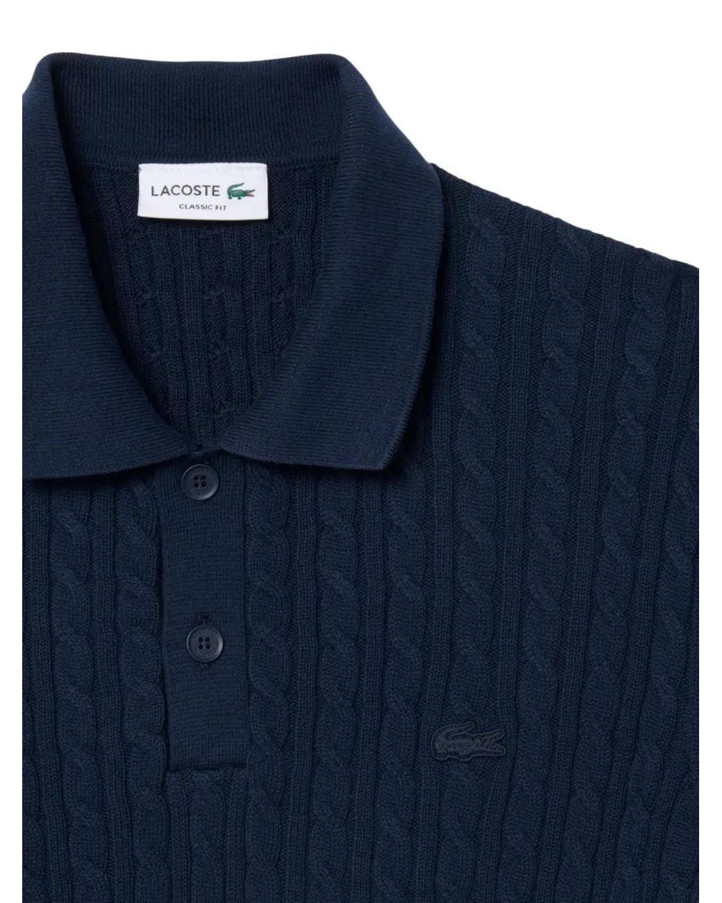 Lacoste Blue Cable-Knit Polo Shirt for men