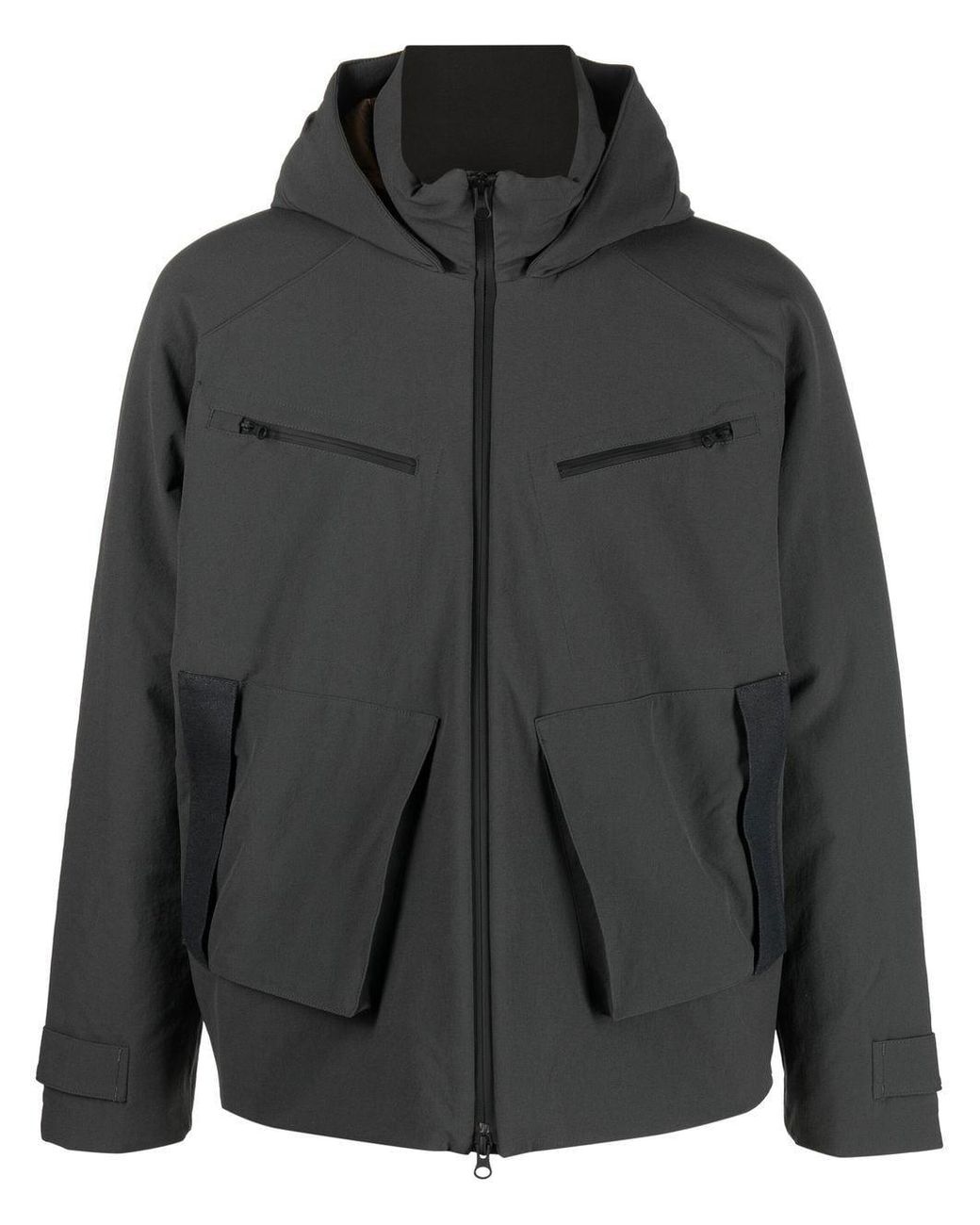 GR10K Black Hooded Padded Bomber Jacket for men