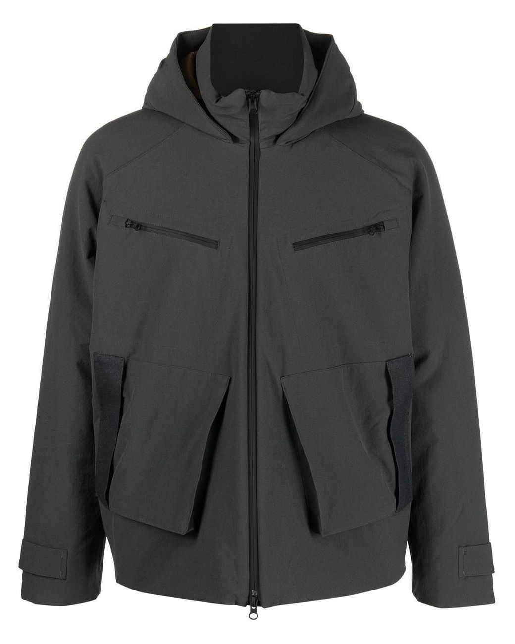 GR10K Black Hooded Padded Bomber Jacket for men