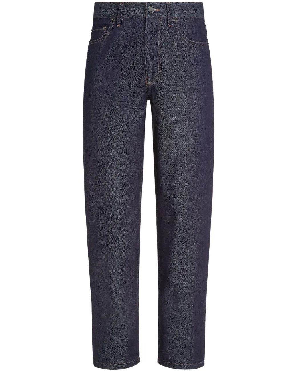 Zegna Blue Roccia Rinse-Washed Jeans for men
