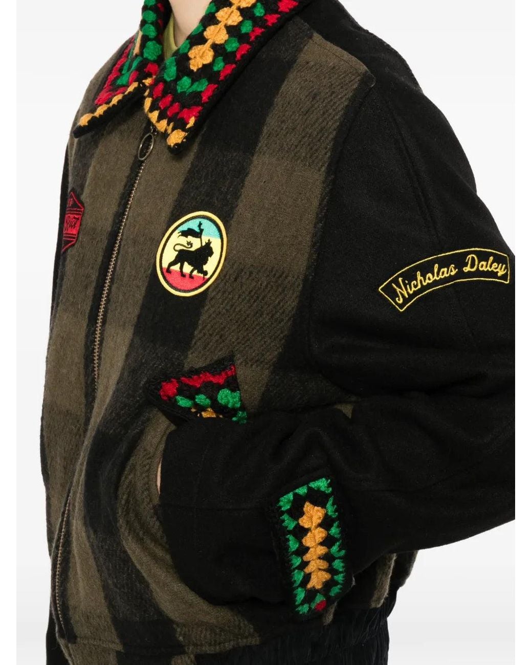 Nicholas Daley Black Logo-Embroidered Jacket for men