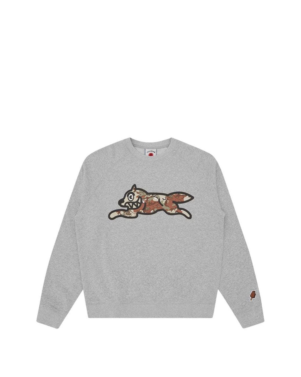 ICECREAM Gray Running-Dog Print Sweatshirt for men