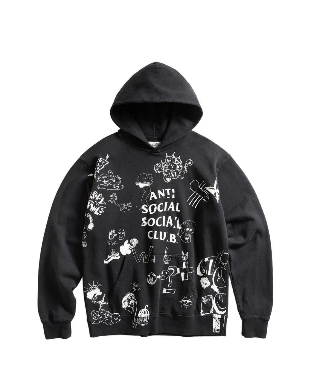 ANTI SOCIAL SOCIAL CLUB Black Illustrated-Print Hoodie for men