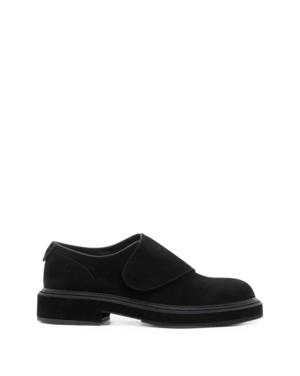 Giorgio Armani Black Touch-Strap Suede Slippers for men