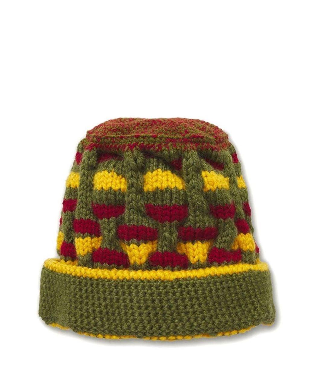 Nicholas Daley Yellow Roots Patterned Beanie Hat for men