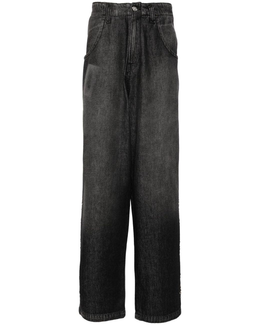 Bluemarble Black Stud-embellished Straight-leg Jeans for men