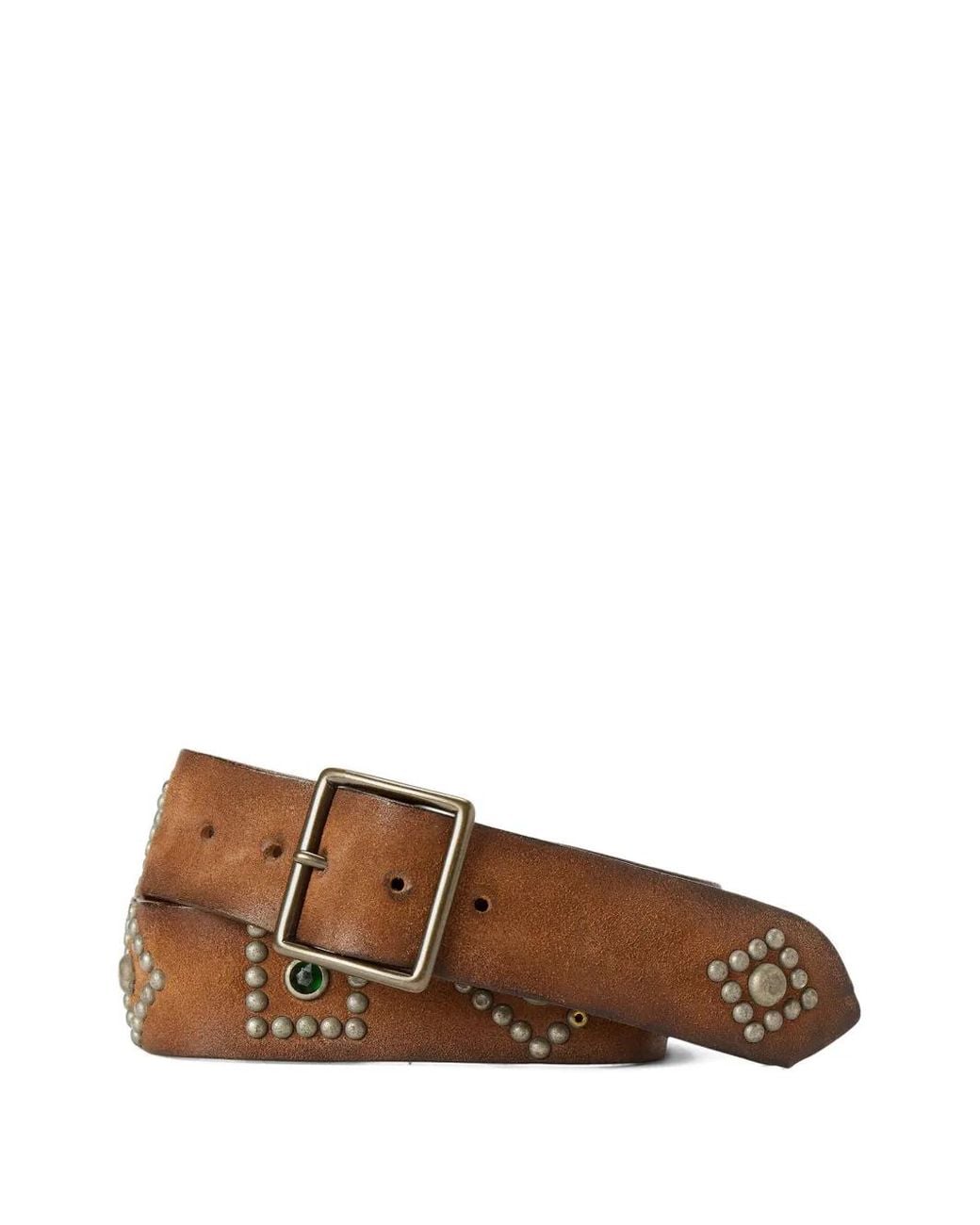 RRL Brown Studded Leather Belt for men
