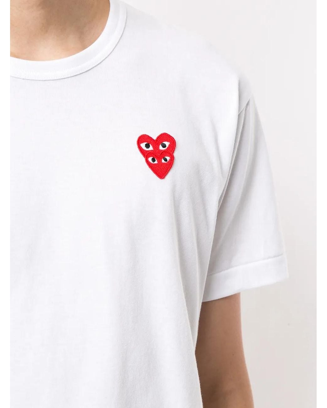 COMME DES GARÇONS PLAY White Double Heart-Patch T-Shirt for men