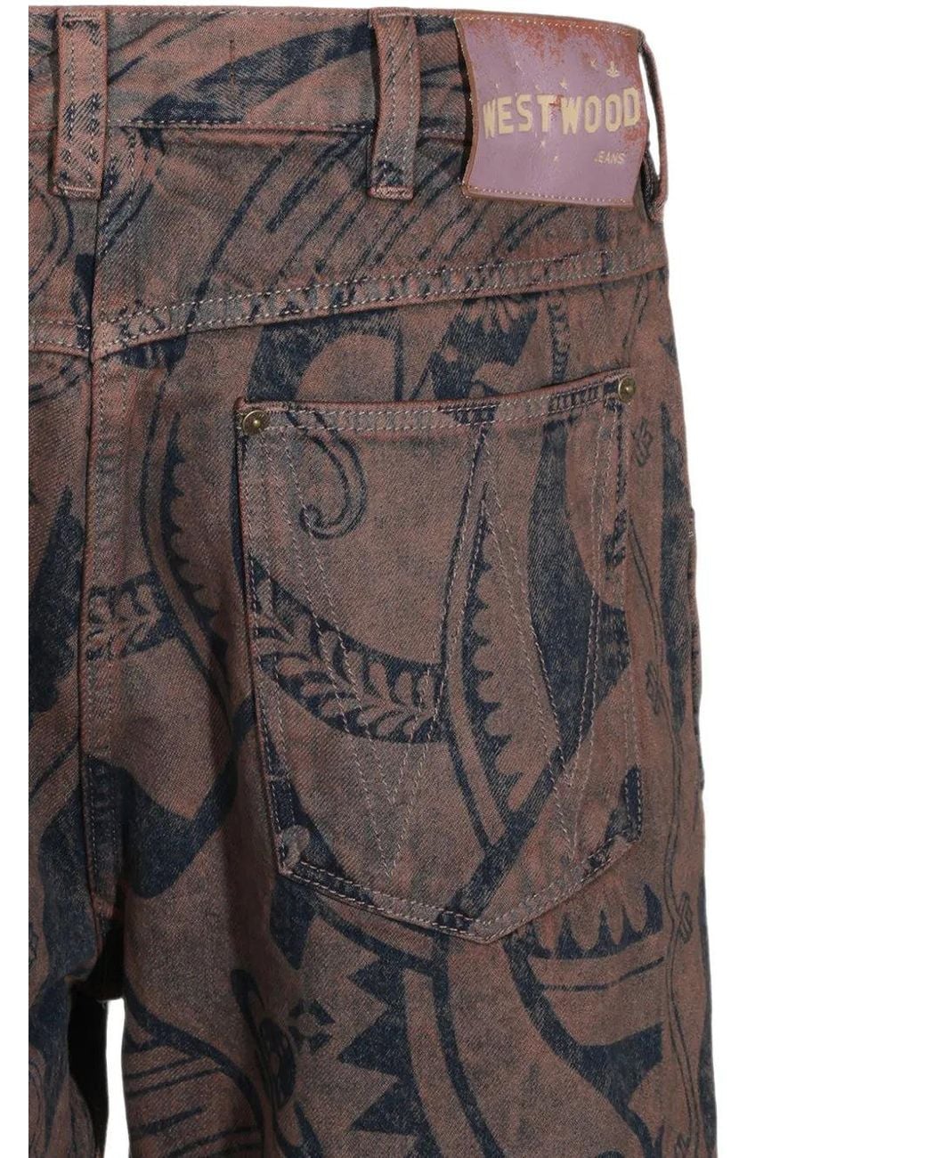 Vivienne Westwood Brown Bizarre Print Straight-Leg Jeans for men