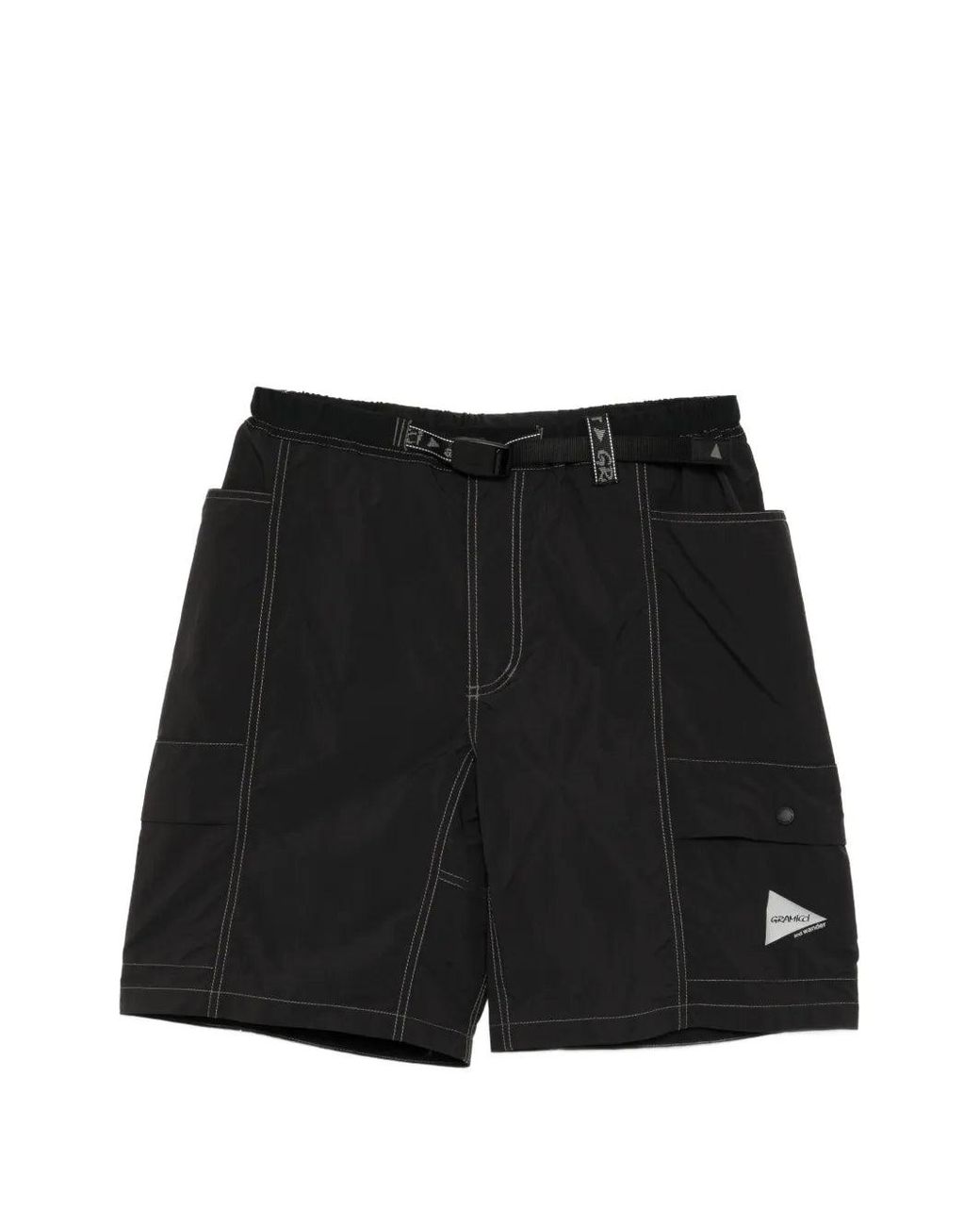 And Wander Black X Gramicci Brushed Shorts for men