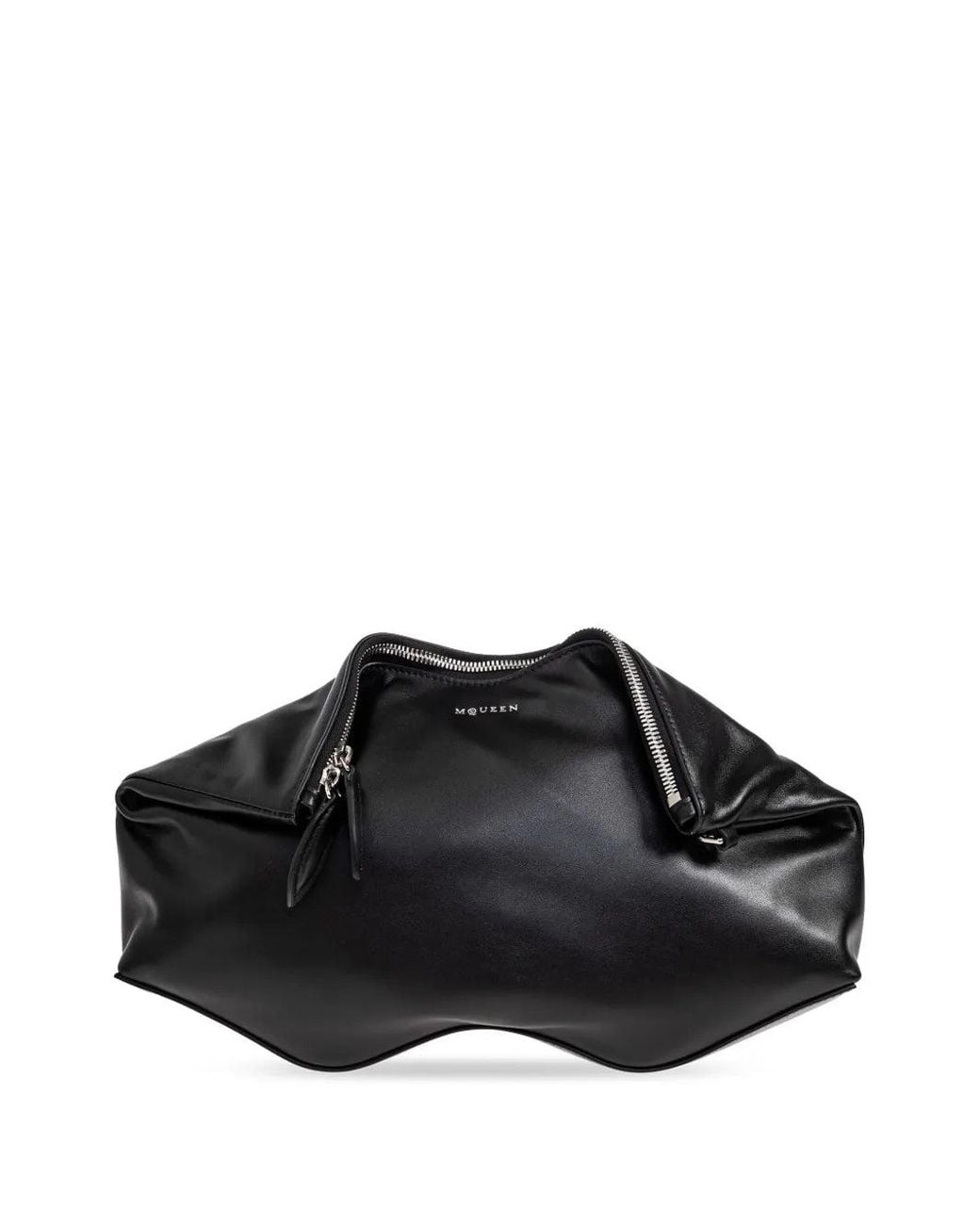 McQueen Black Zipped Leather Clutch Bag for men