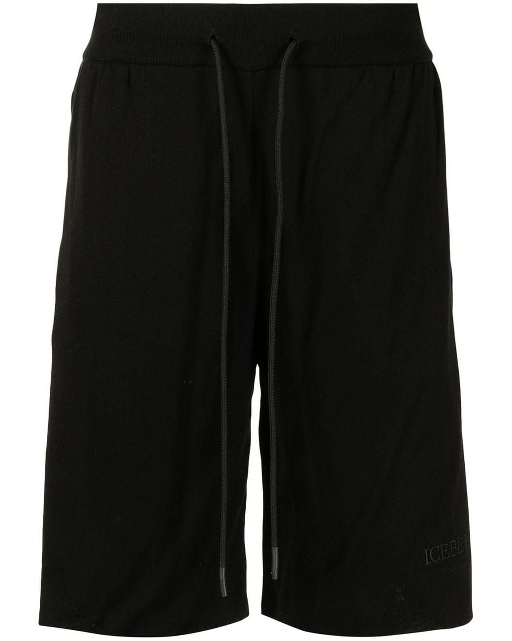 Iceberg Black Drawstring Waist Track Shorts for men