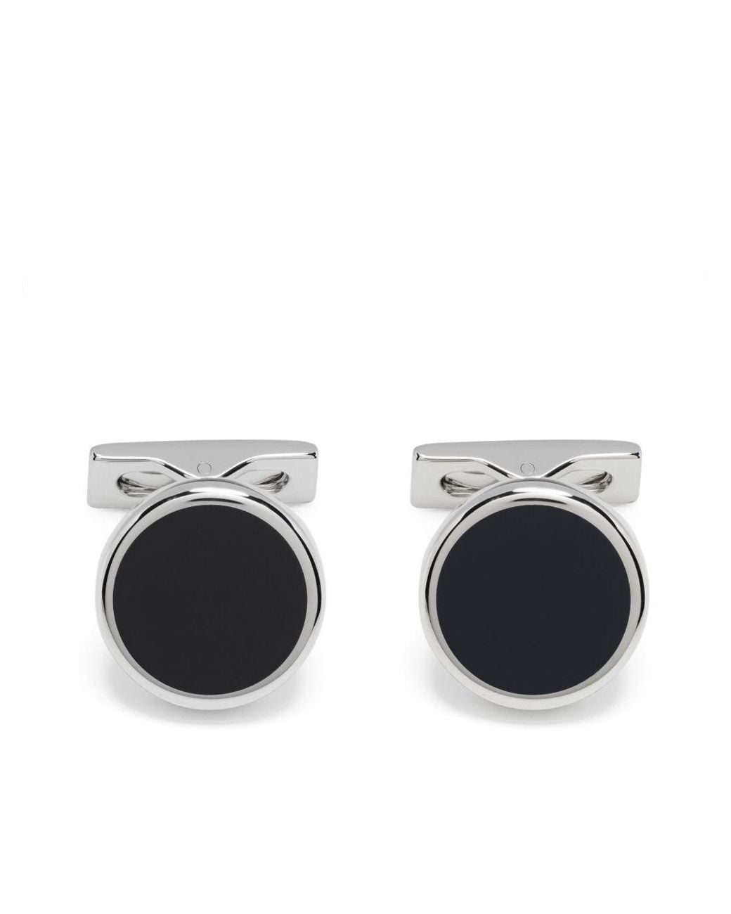 S T Dupont Black Round-Cut Cufflinks for men