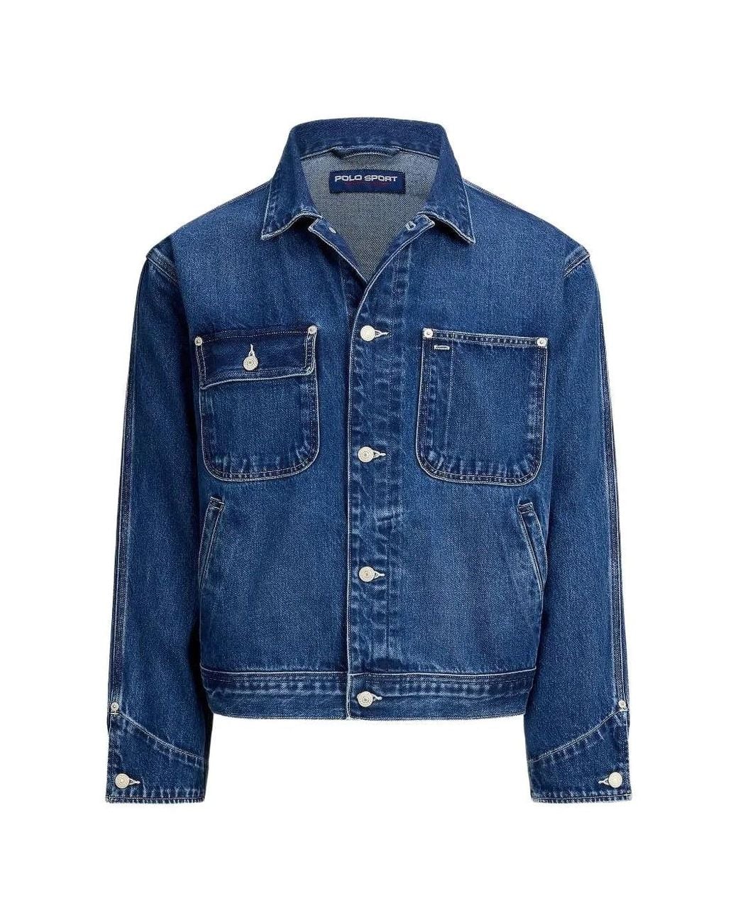 Polo Ralph Lauren Blue Polo Sport Cotton Denim Jacket With Logo Print for men