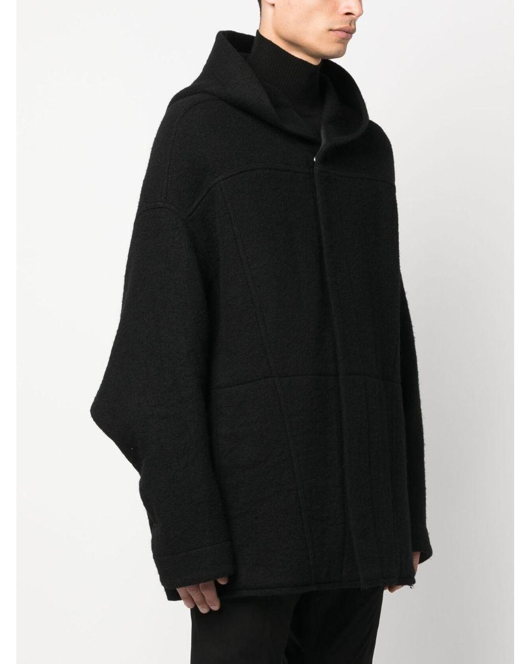 Rick Owens Peter Jkt Virgin Wool Hooded Jacket in Black for Men | Lyst