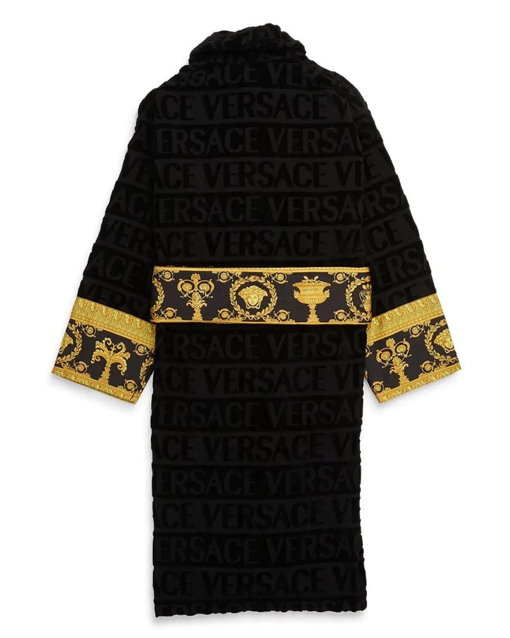 Versace Black Barocco-Print Dressing Gown for men