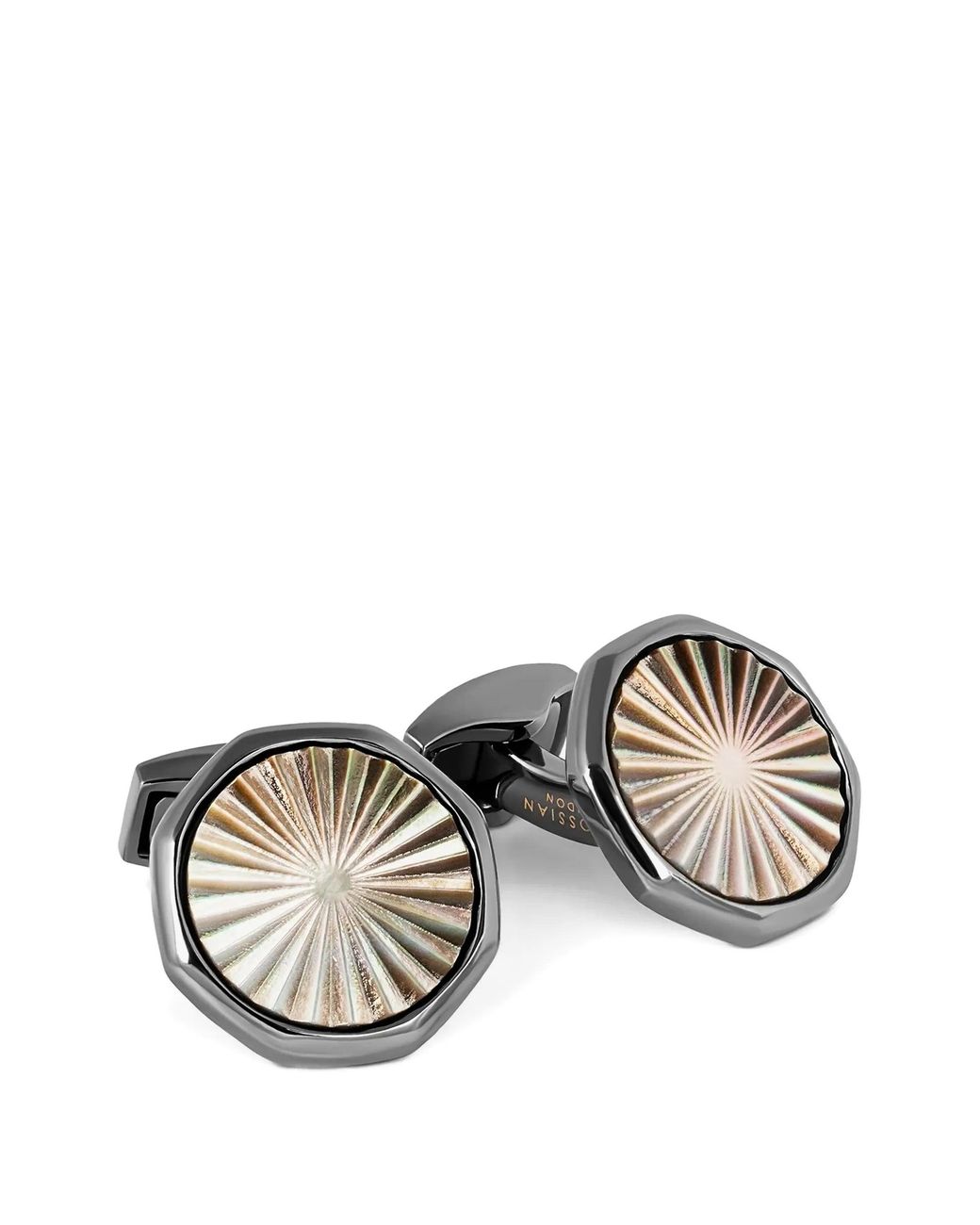 Tateossian White Sunburst Octagonal Cufflinks for men