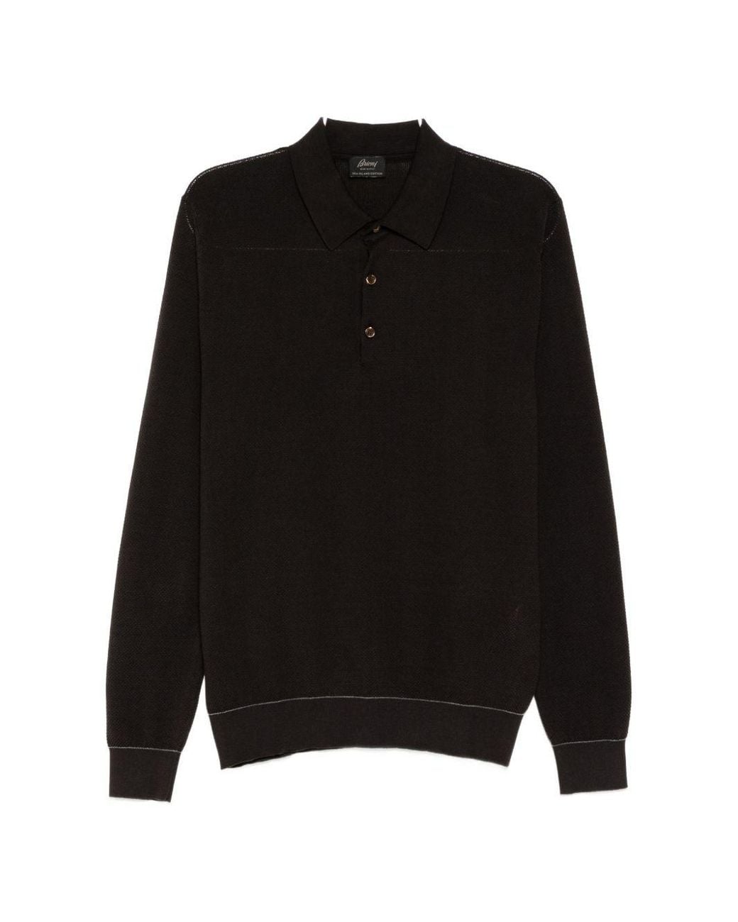 Brioni Black Sea Island Piqué Cotton Polo Shirt for men