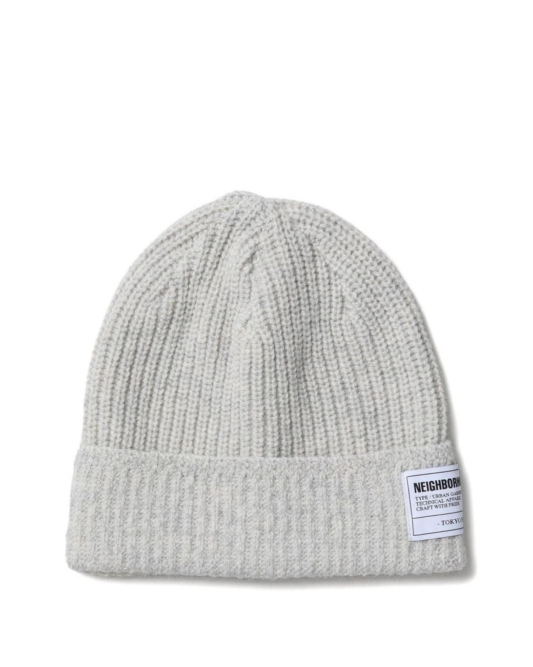 Neighborhood Gray Ribbed Beanie Hat for men