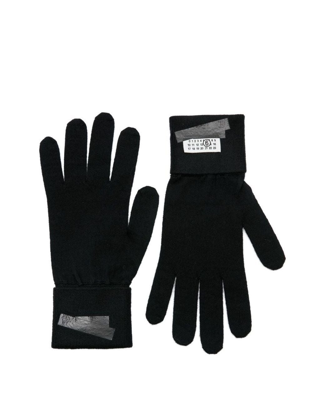 MM6 by Maison Margiela Black Numbers-Motif Gloves for men