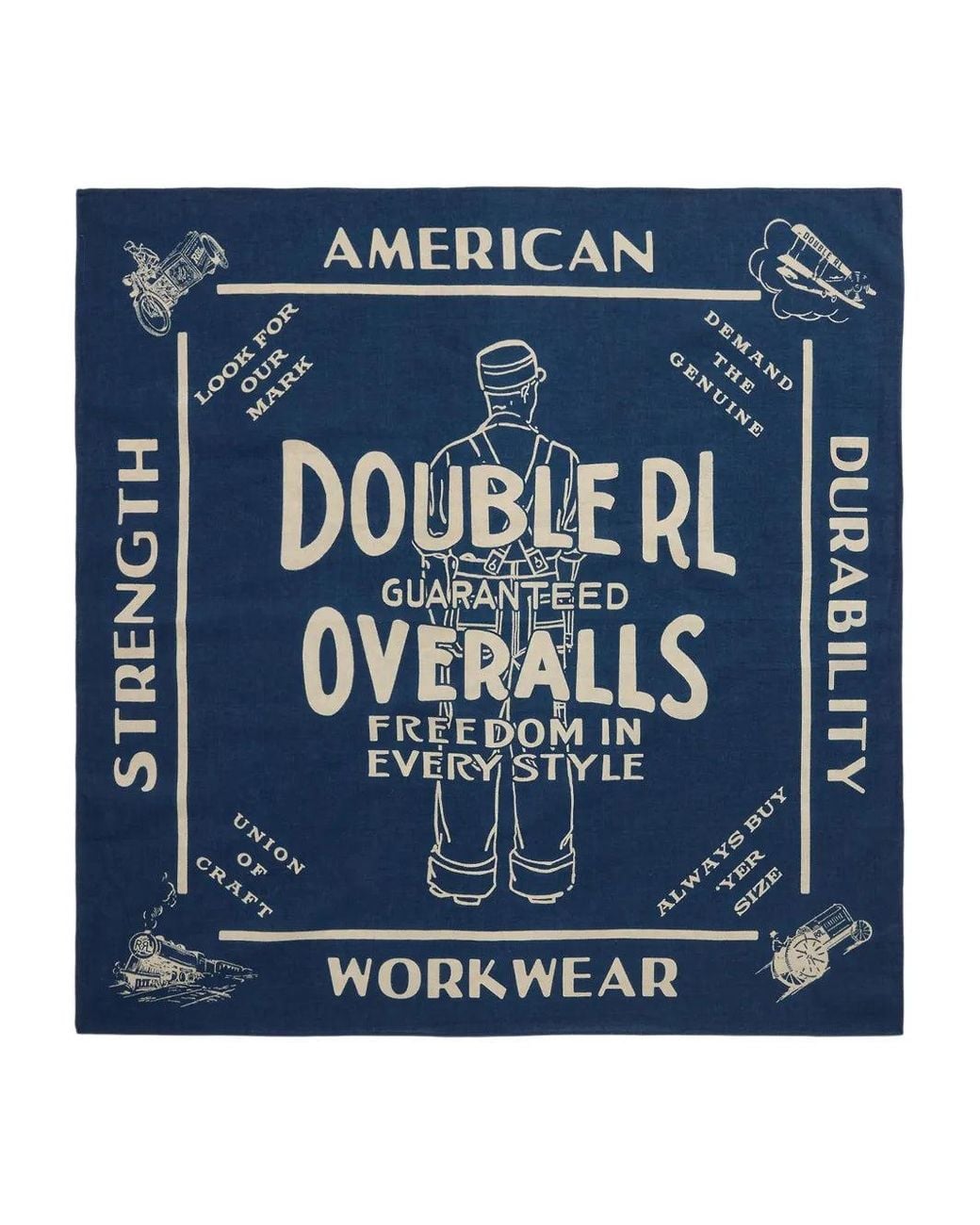 RRL Blue Workwear Graphic-Print Scarf for men