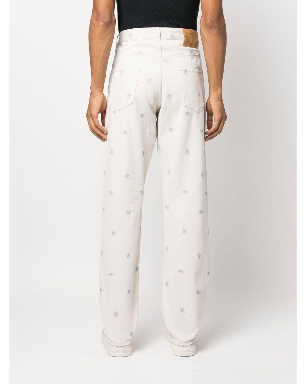 Martine Rose Floral-print Straight-leg Jeans in White | Lyst