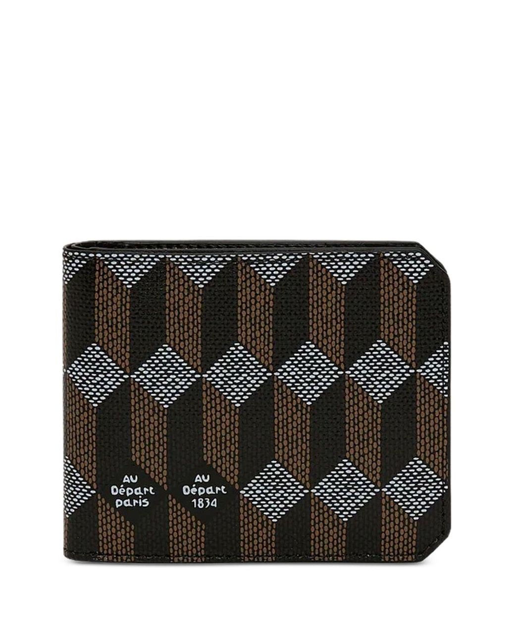 AU DEPART Black Geometric-Pattern Wallet for men