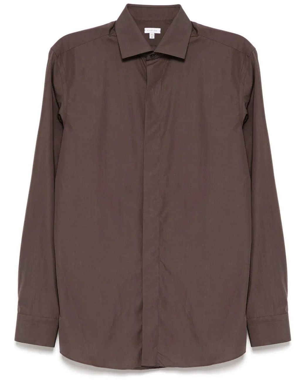 Caruso Brown Cotton Shirt for men