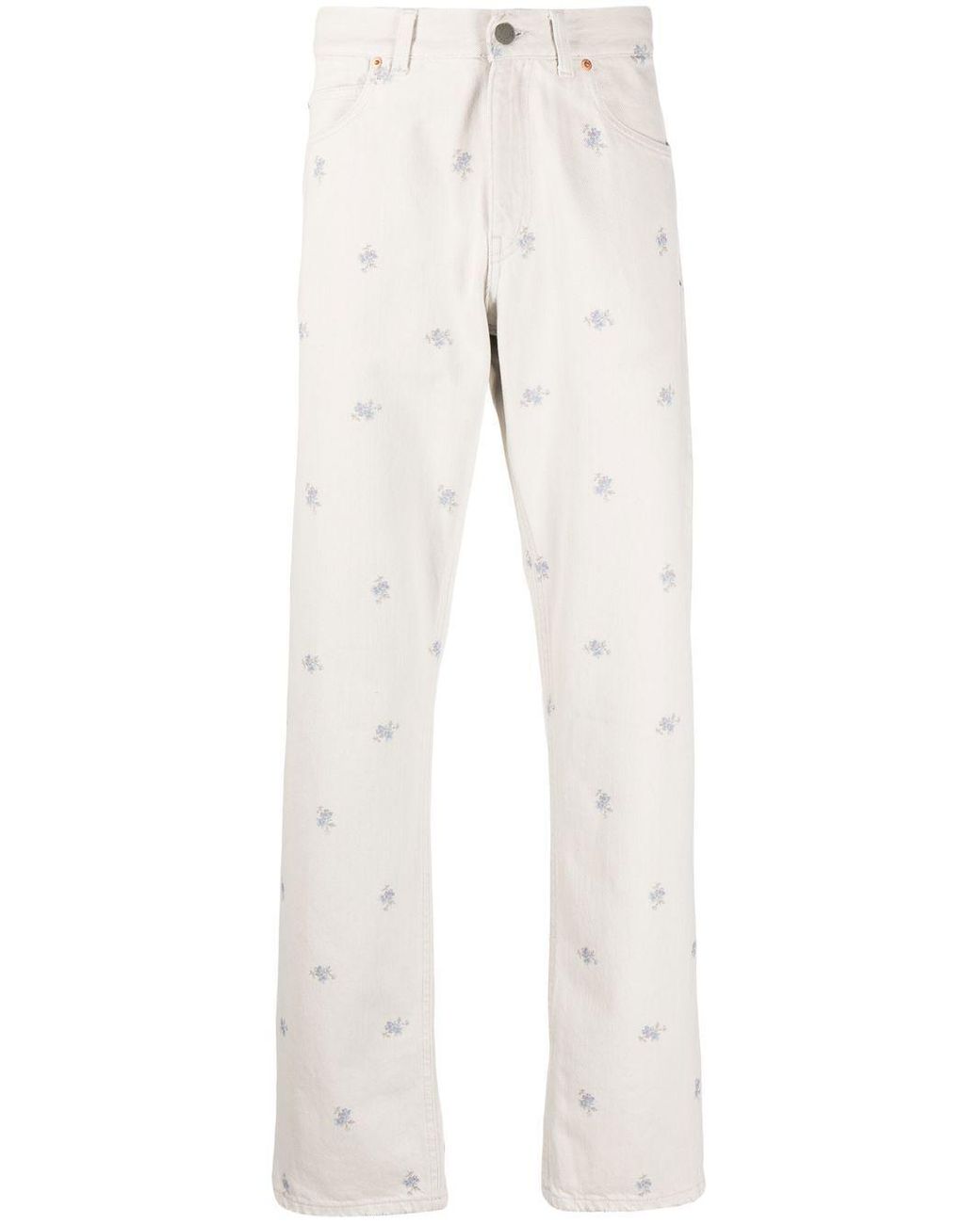 Martine Rose Floral-print Straight-leg Jeans in White | Lyst