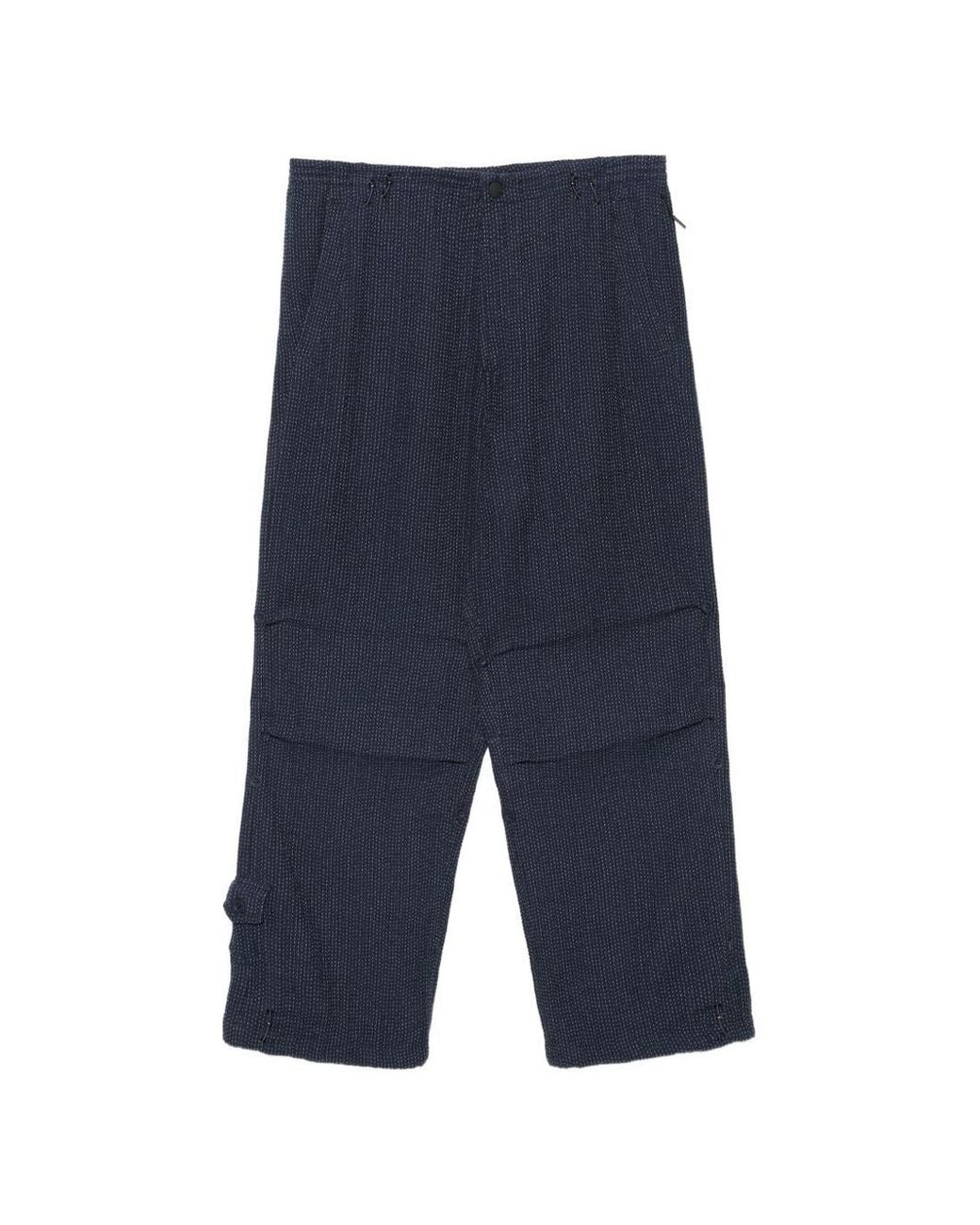 Maharishi Blue Sashiko-Stitched Drawstring Trousers for men