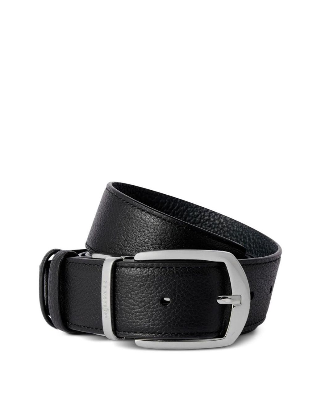 Serapian Black Leather Belt for men