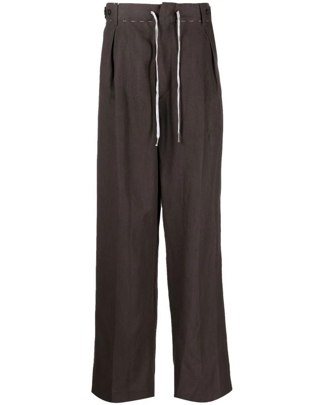 Maison Margiela Gray Drawstring Straight-leg Trousers for men