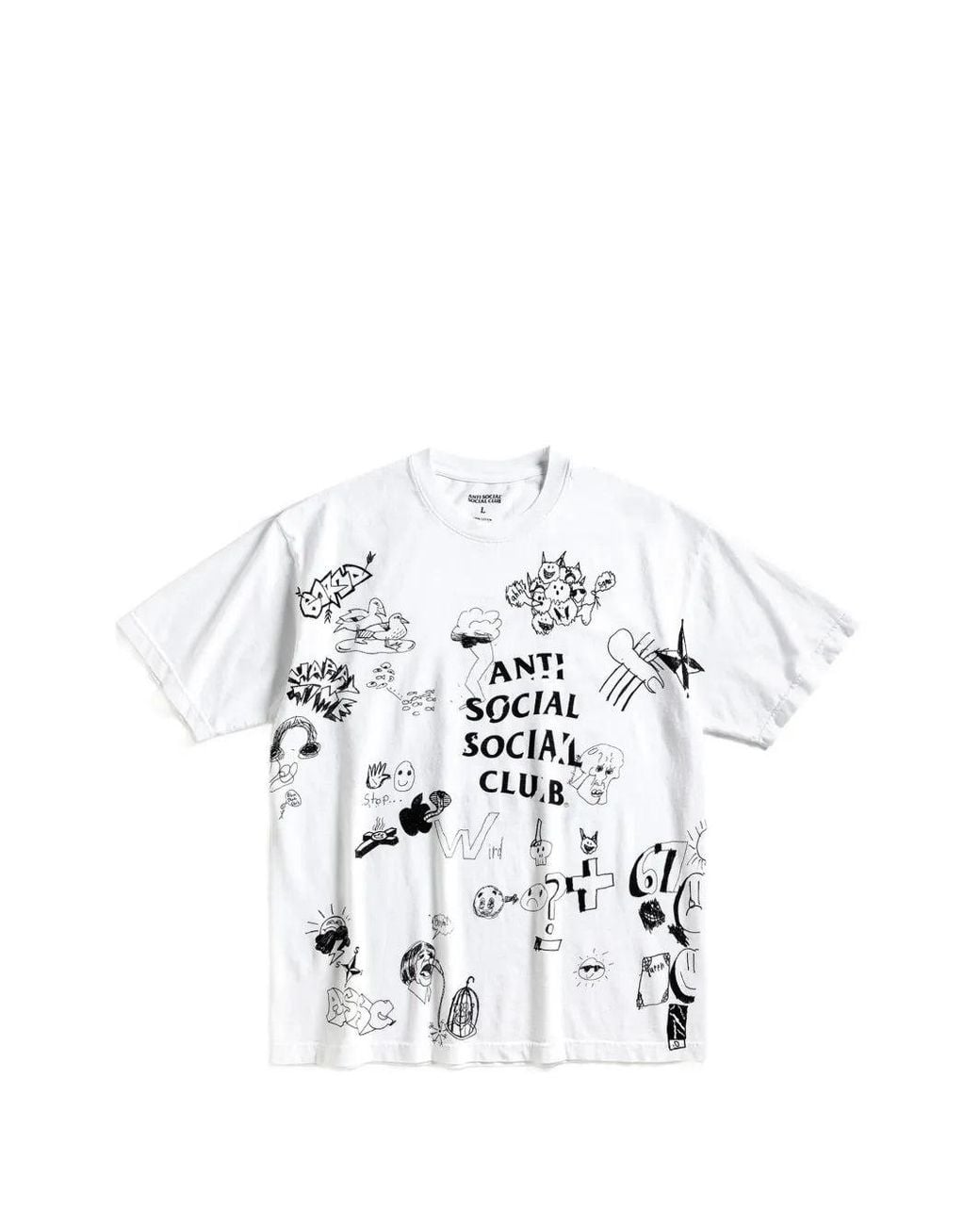 ANTI SOCIAL SOCIAL CLUB White Illustrated-Print T-Shirt for men