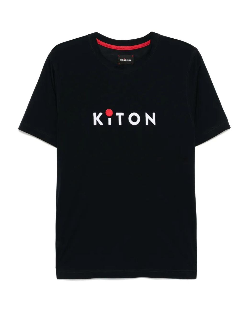 Kiton Black Embroidered T-Shirt for men