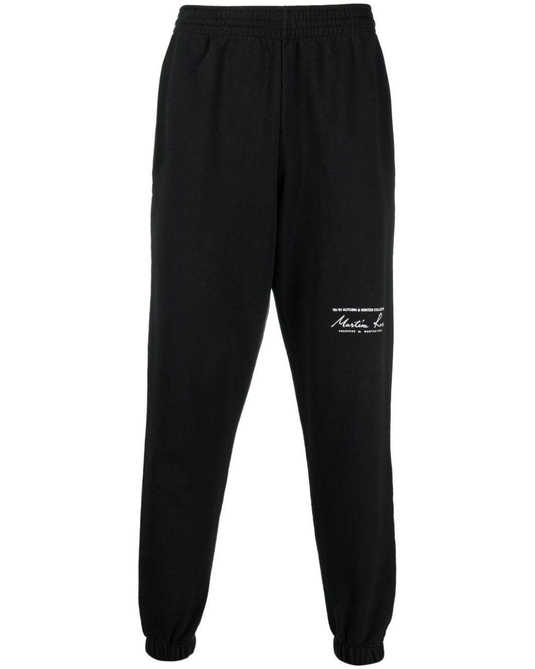 Martine Rose Black Logo-Print Slim-Fit Track Pants for men