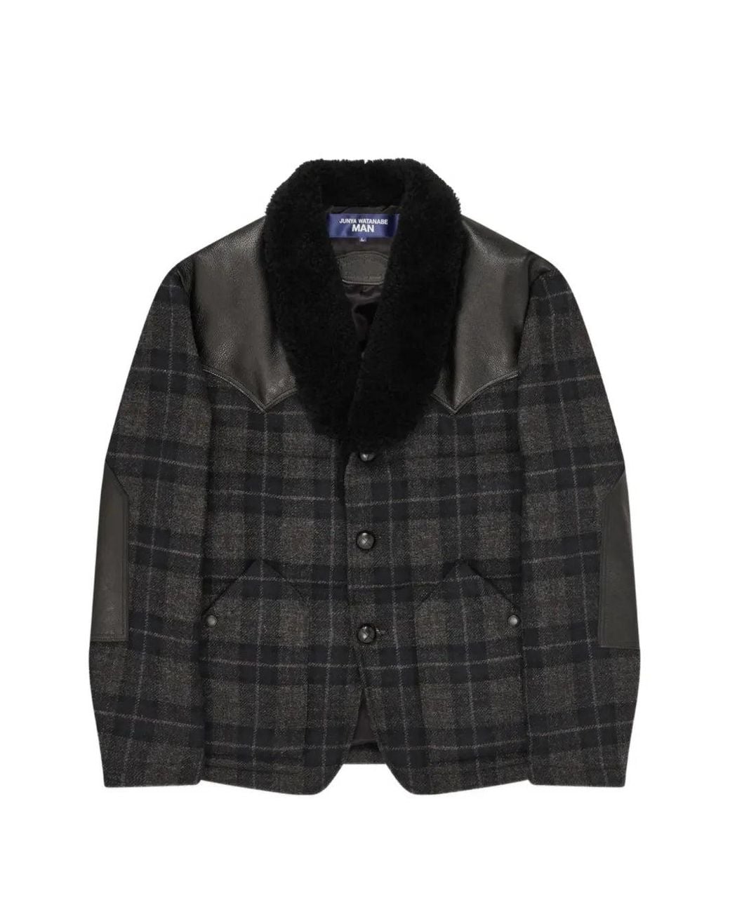 Junya Watanabe Black Check Panelled Jacket for men
