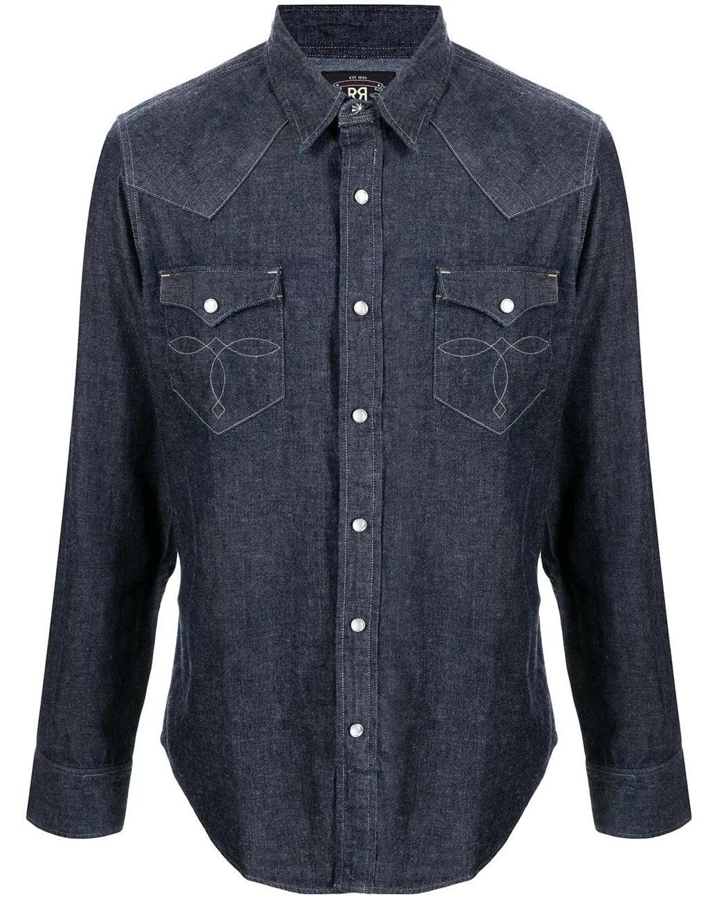 RRL Blue Long-Sleeve Denim Western Shirt for men
