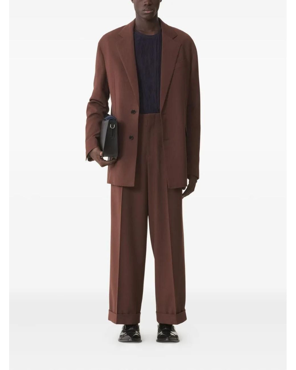 Lanvin Brown Pleated-Front Trousers for men
