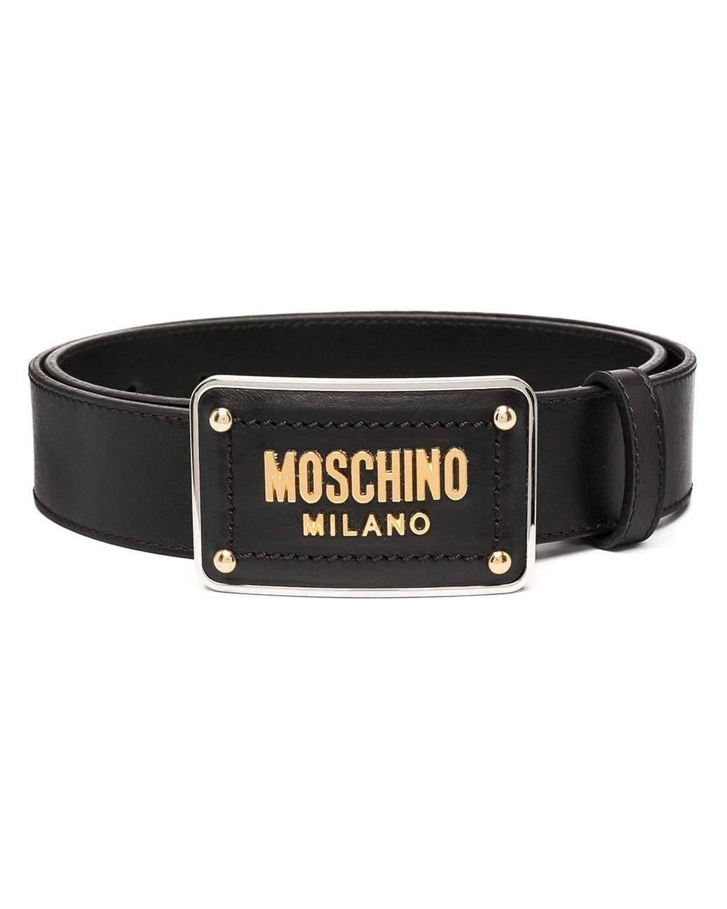 Mens Accessories Belts Moschino Logo Plaque Belt in Black for Men Save 28% 