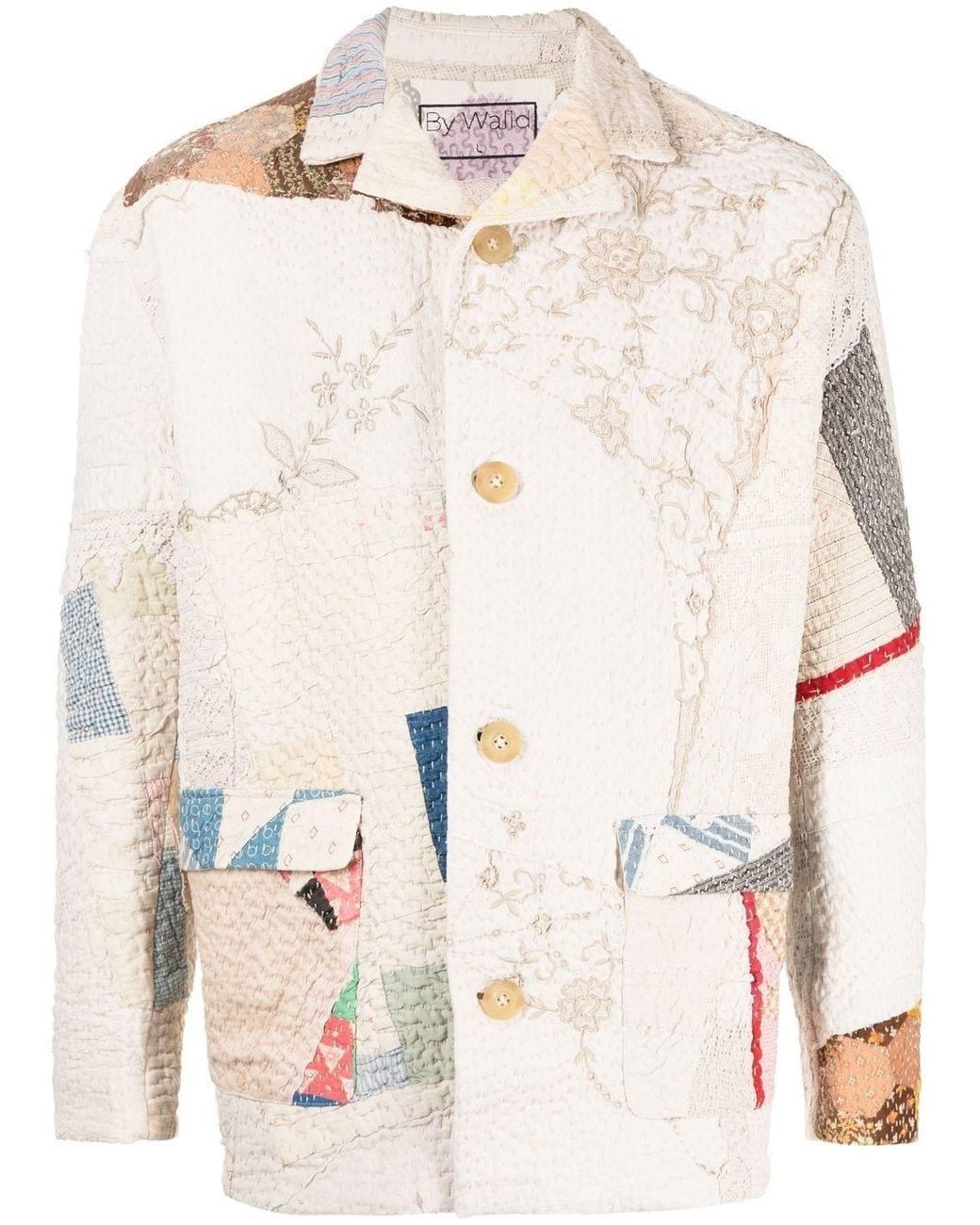 By Walid Natural Noah Patchwork-Design Jacket for men