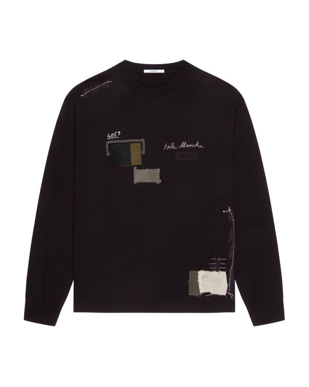 Givenchy Black Patchwork Long-Sleeve T-Shirt for men