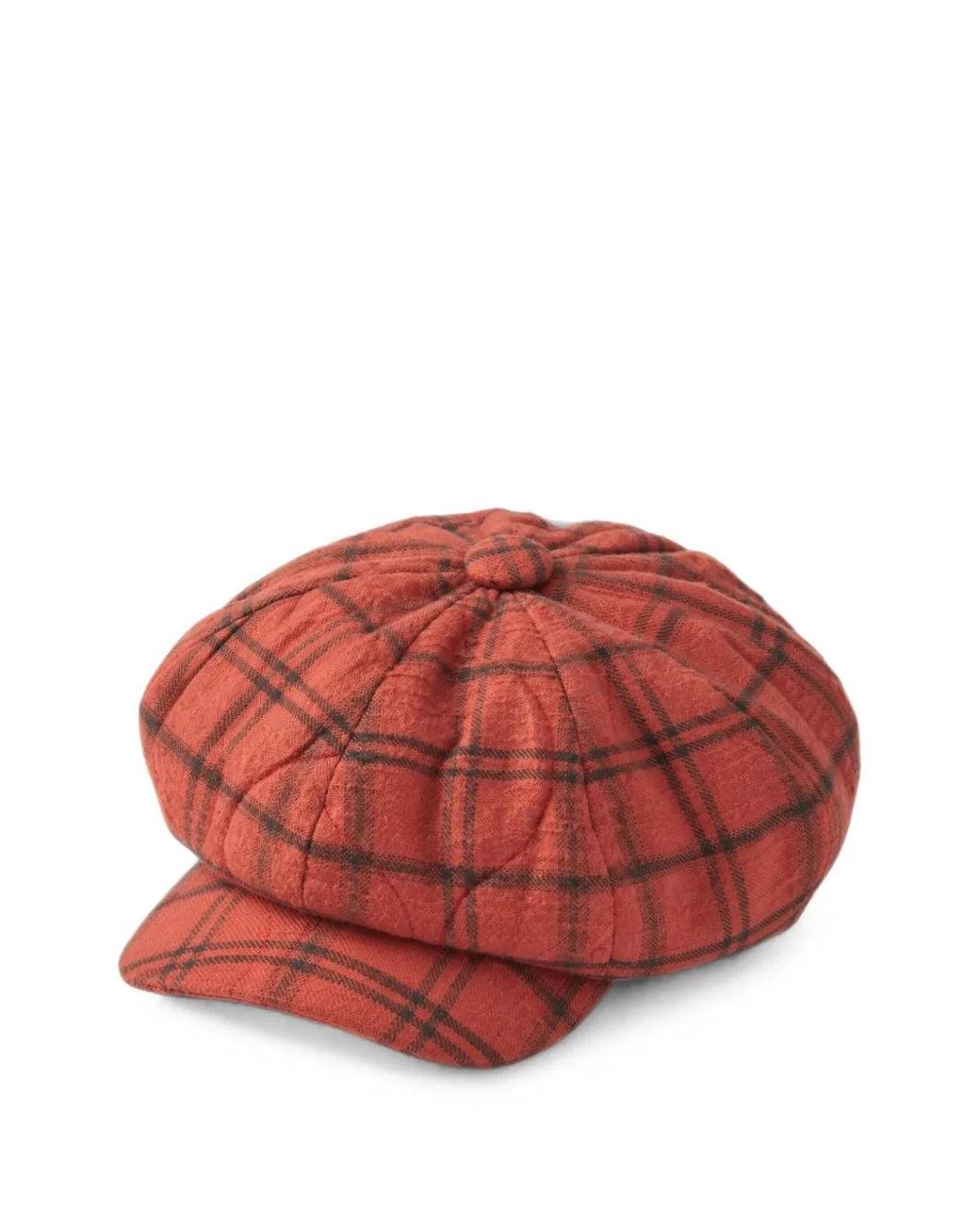 Nicholas Daley Red Check-Pattern Quilted Baker Boy Hat for men