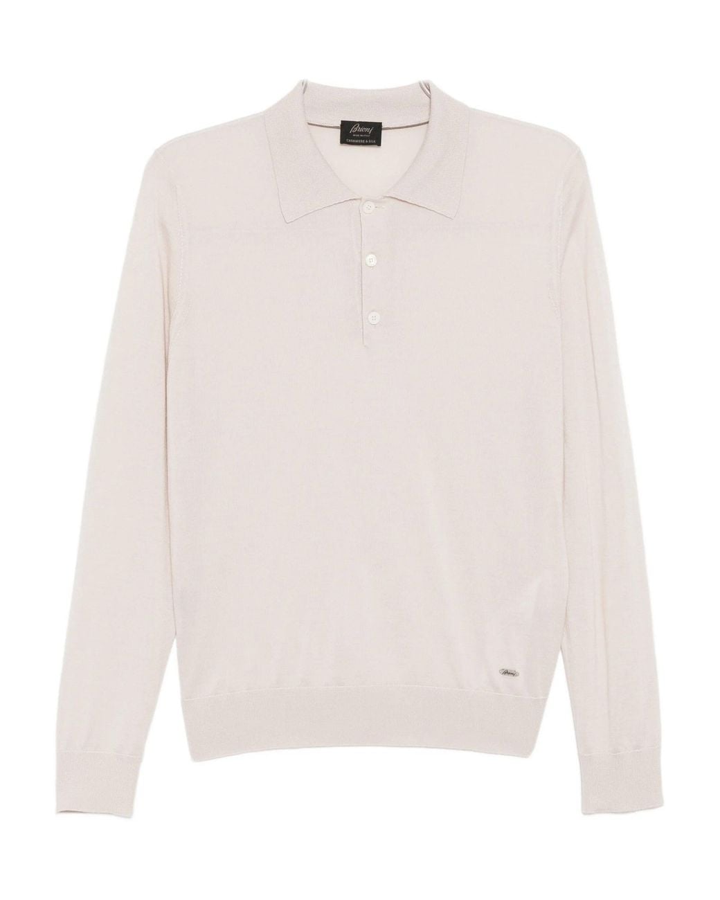 Brioni White Knitted Polo Shirt for men