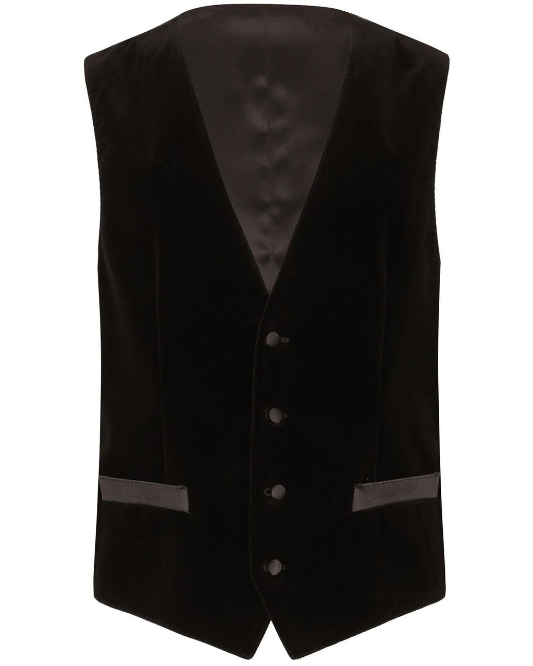 Dolce & Gabbana Black Buttoned Velvet Vest for men