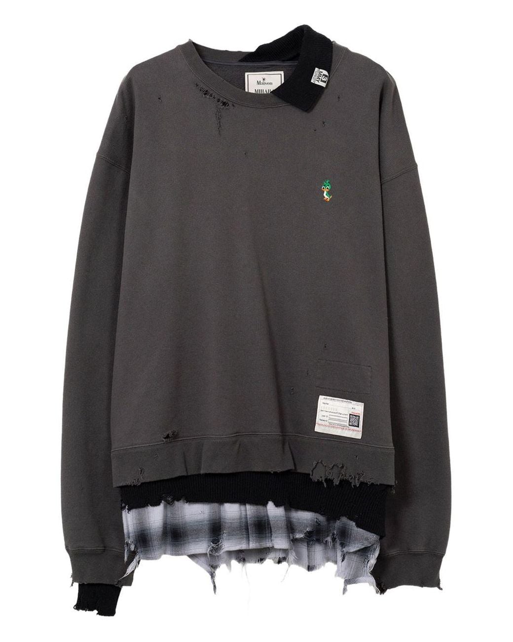 Maison Mihara Yasuhiro Black Layered Distressed-Detail Sweatshirt for men