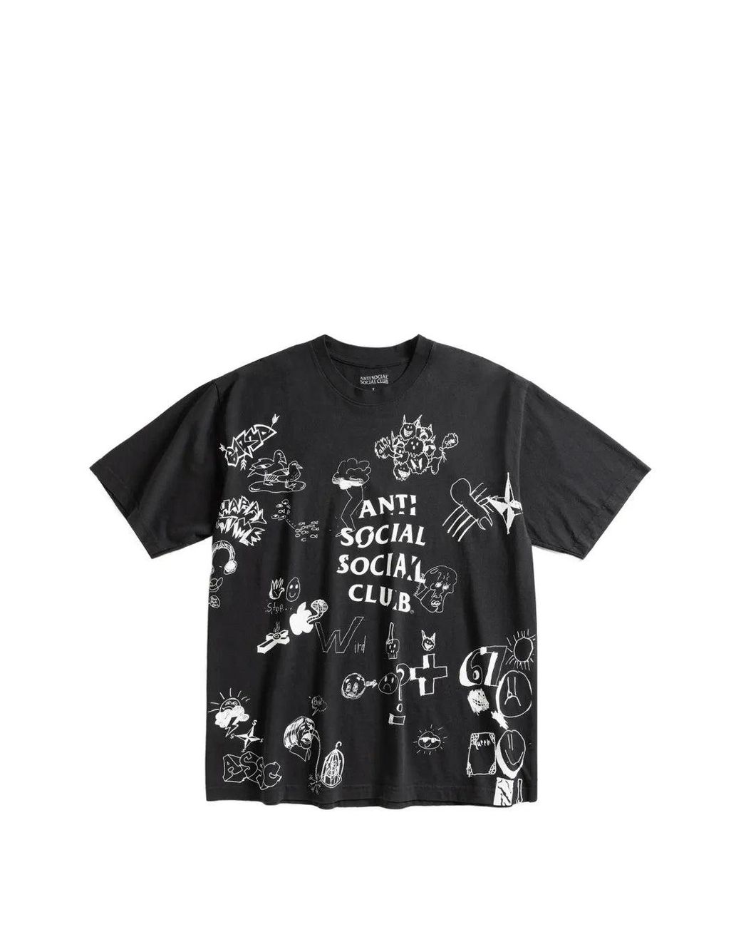 ANTI SOCIAL SOCIAL CLUB Black Illustrated-Print T-Shirt for men