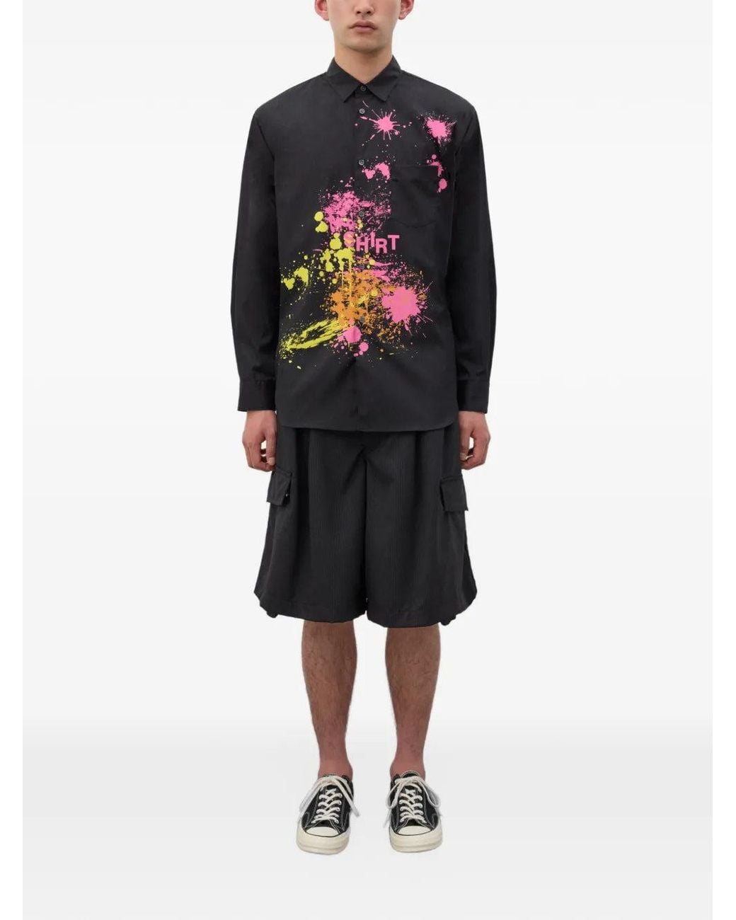 Comme des Garçons Black Paint-Splatter Longsleeved Shirt for men