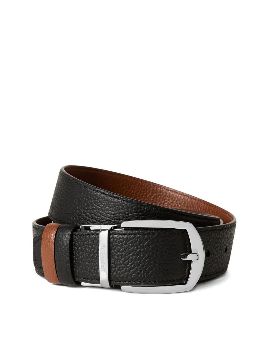 Serapian Black Leather Belt for men
