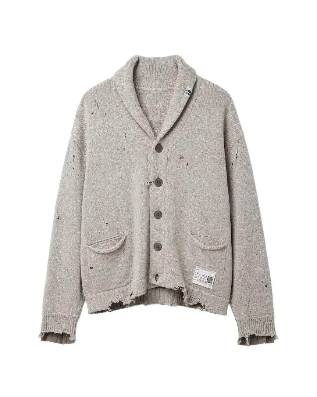 Maison Mihara Yasuhiro Gray Sweatshirt Combined Knit Cardigan for men